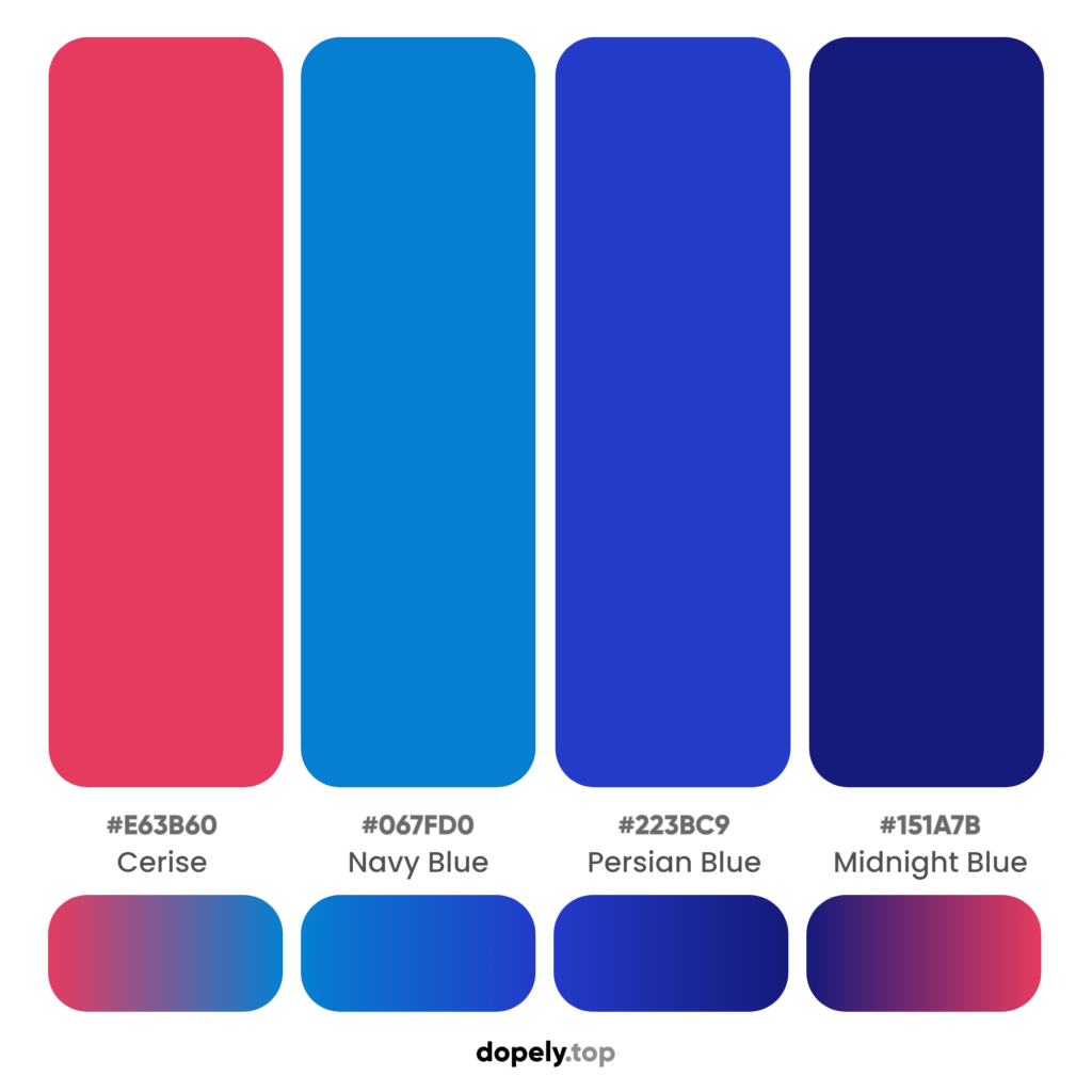 warm but blue color palette inspiration with names & hex codes