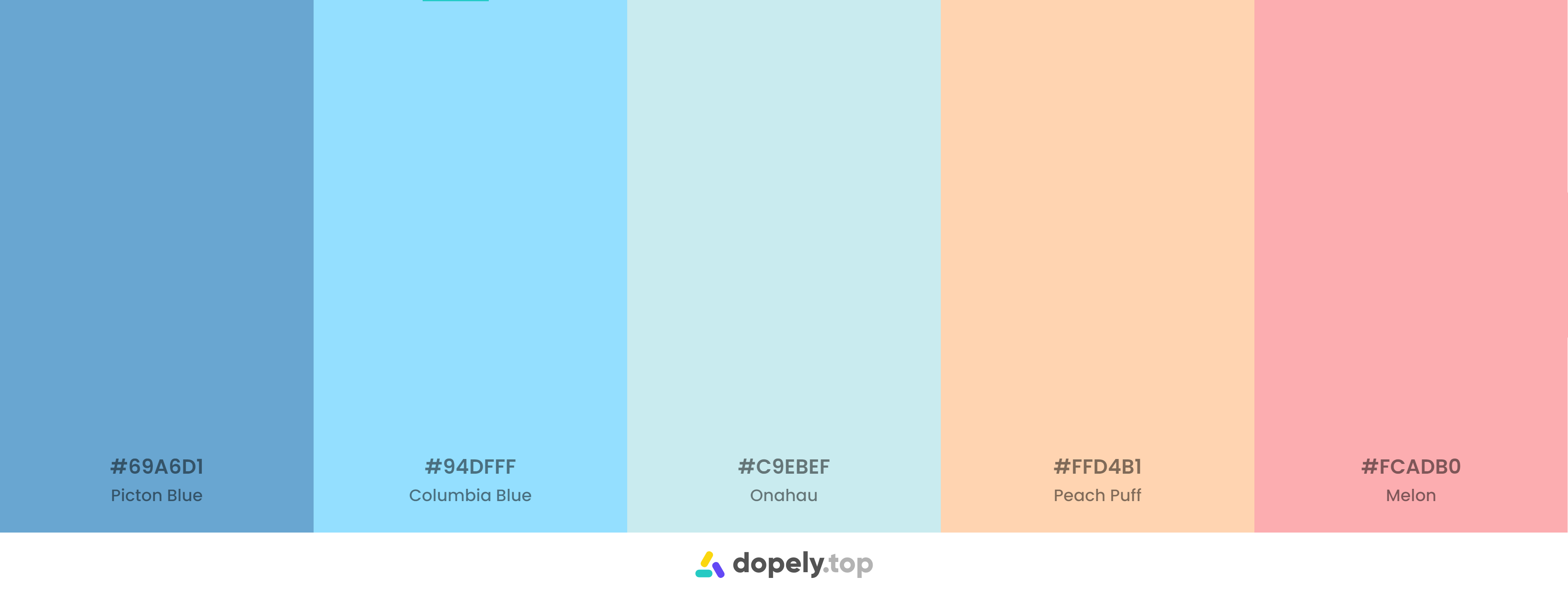 A blue pastel color palette inspiration with names & hex codes
