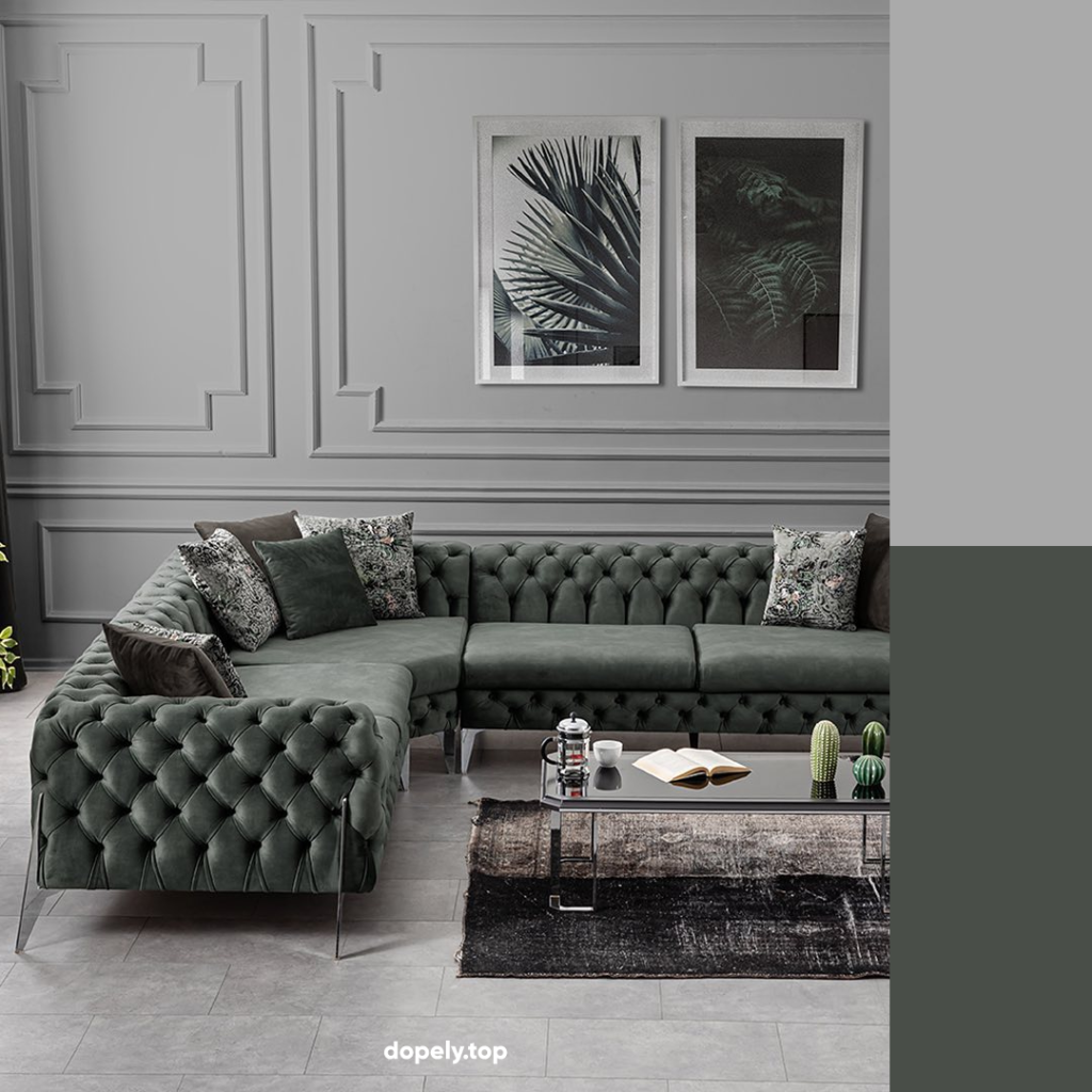 living room decoration with gray and color palette