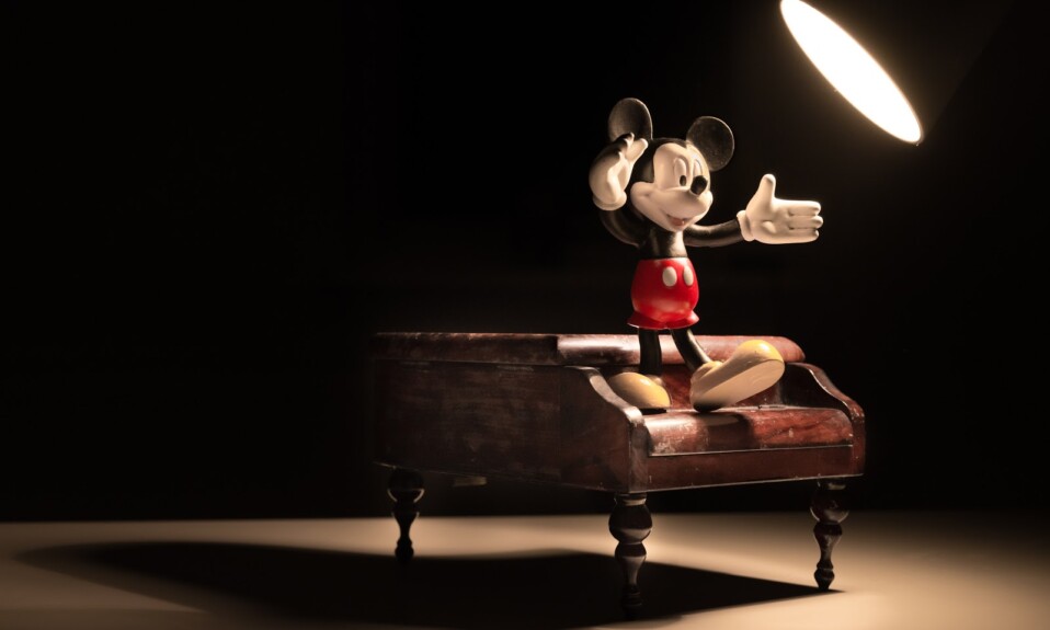 micky mouse figure on the piano