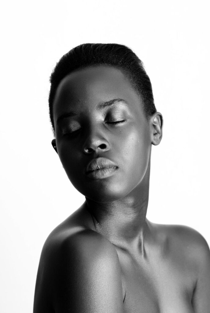 monochrome of a black skin girl 