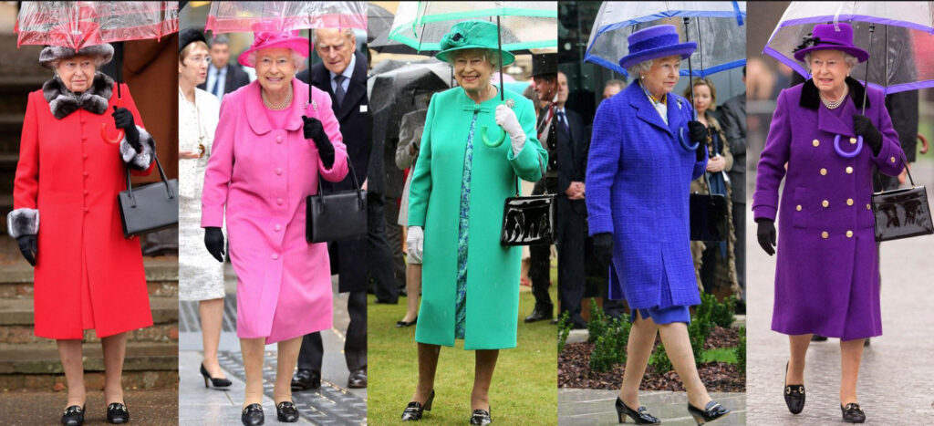 Queen and her umbrellas