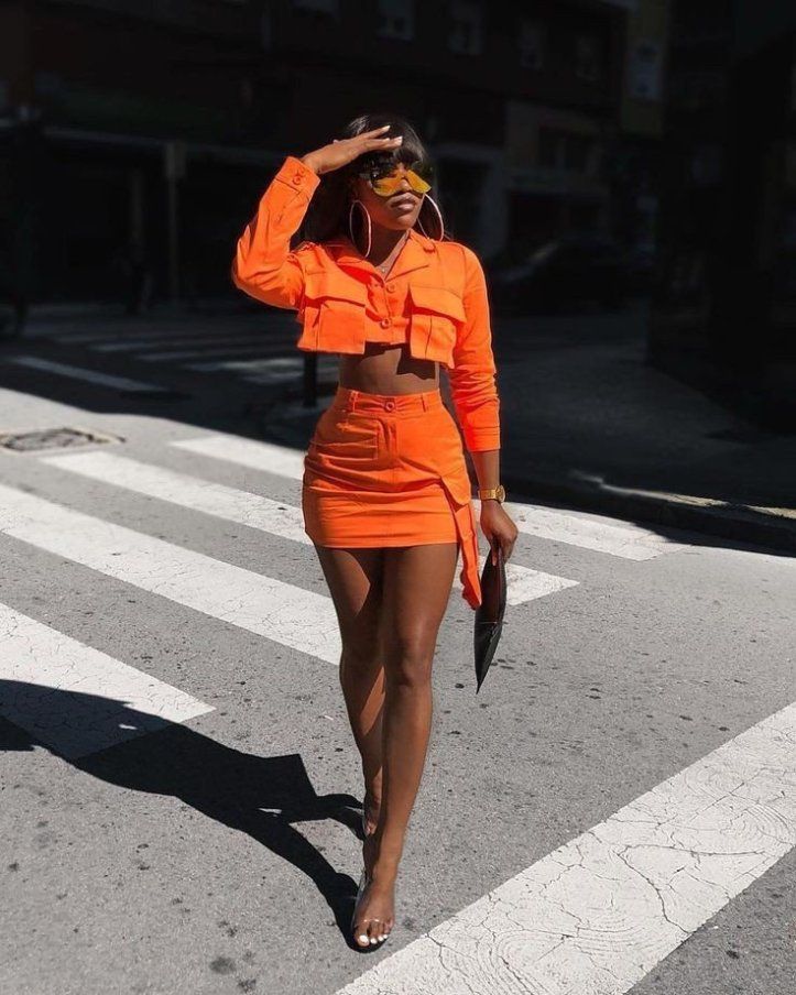 black girl in orange style