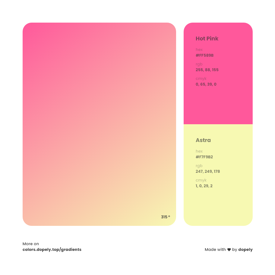 astra color to hot pink gradient inspirations with names & codes in RGB, CMYK& Hex