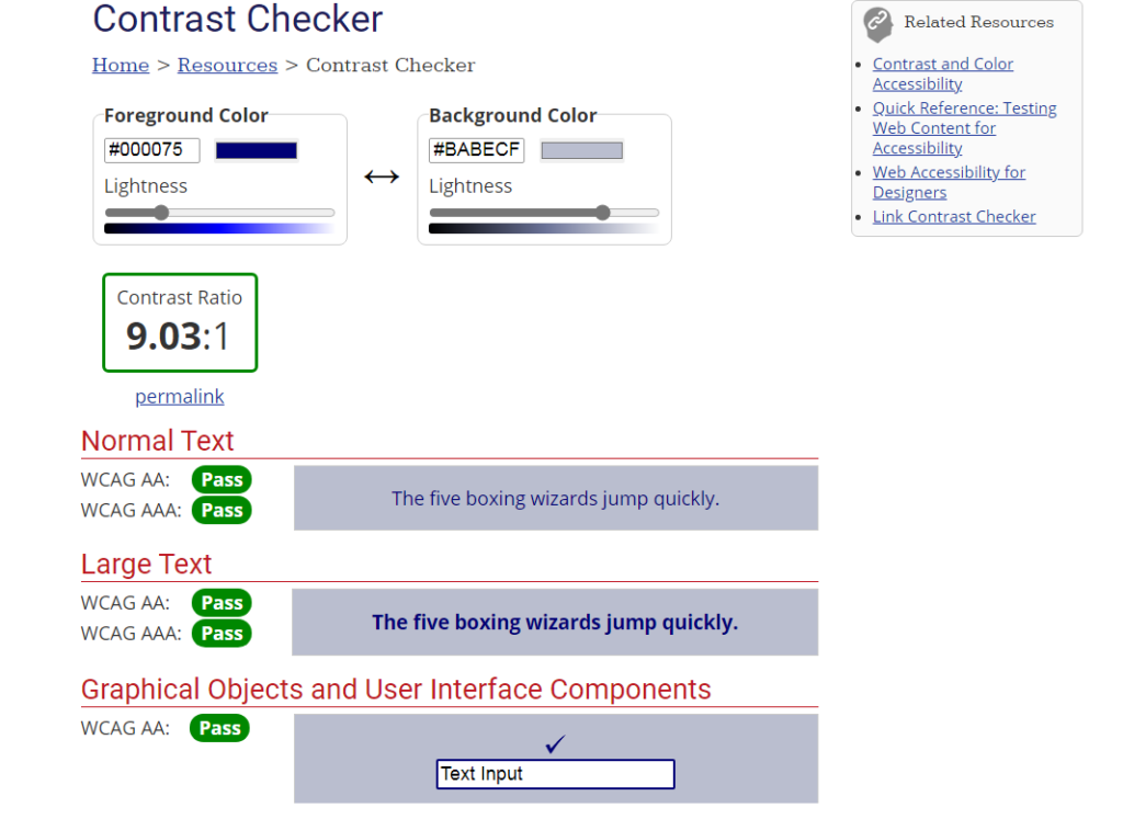 WebAIM  Free Online Contrast Checker Tool 