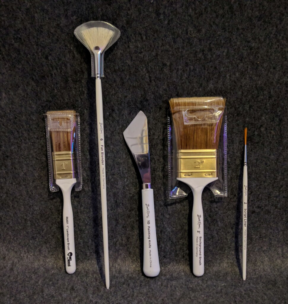Picture of the brushes that Bob Ross used to draw.