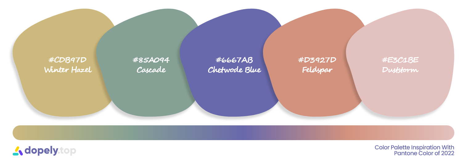 trendy Pantone Color Palettes of the year 2022 with peri blue
