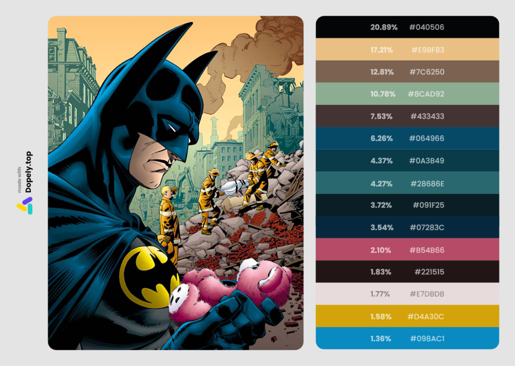 Batman inspirational color palette made by Dopely color extractor3