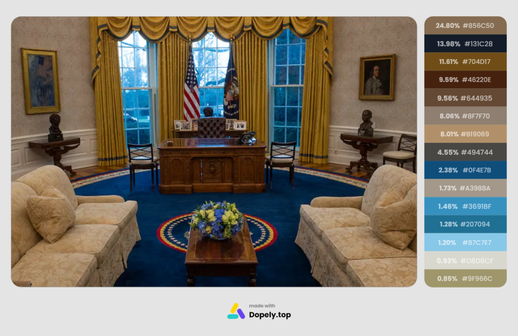  oval office of Joe Biden color palette