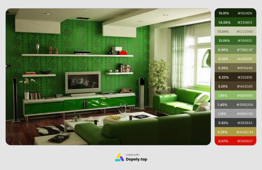 combining green color and green tonnage in the living room