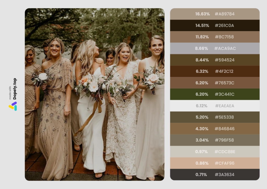 inspirational color palette of wedding colors for fall 2