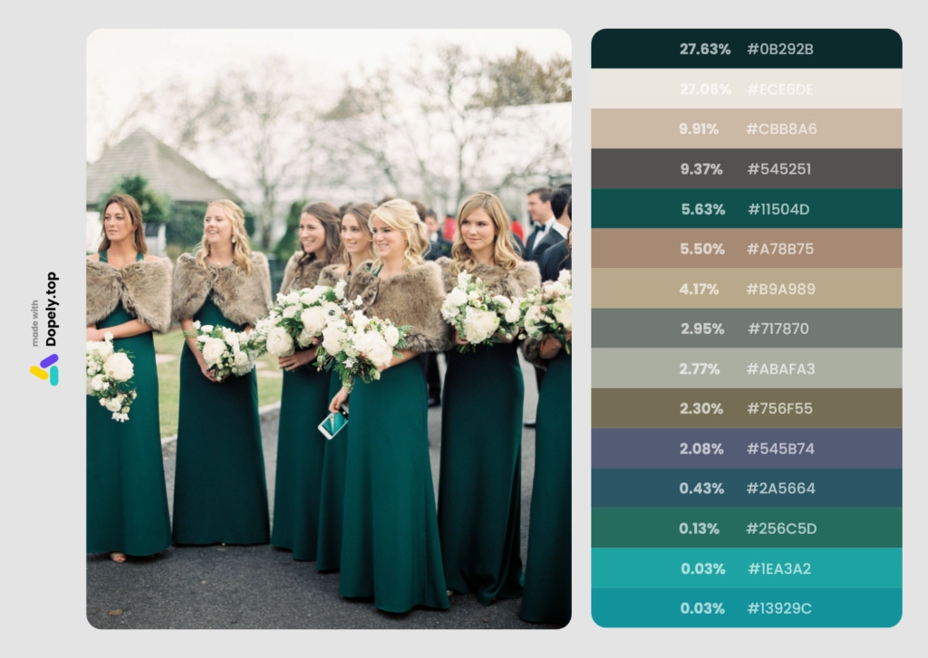 inspirational color palette of wedding colors for winter 3