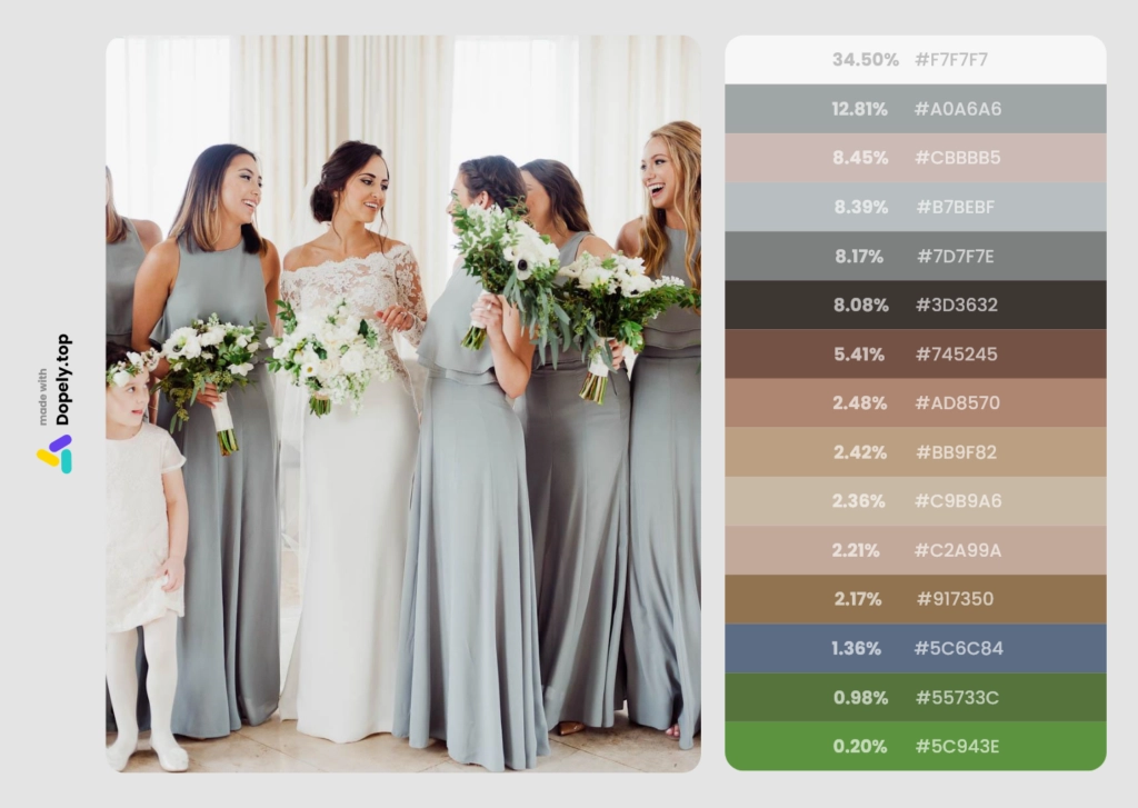 inspirational color palette of wedding colors for winter 2