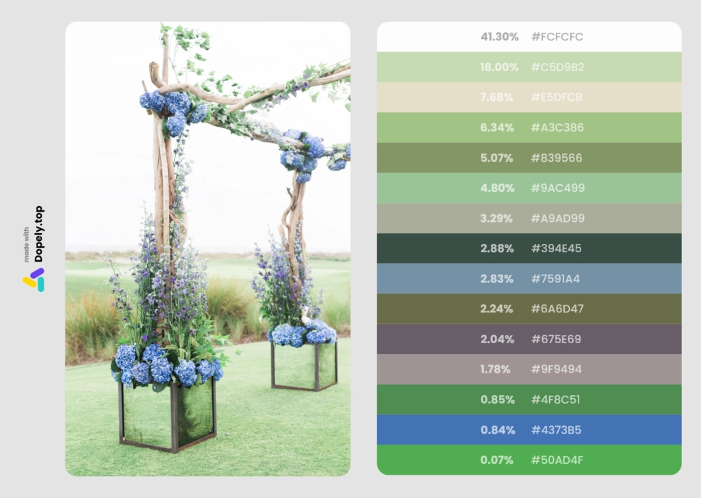 inspirational color palette of wedding colors for spring2