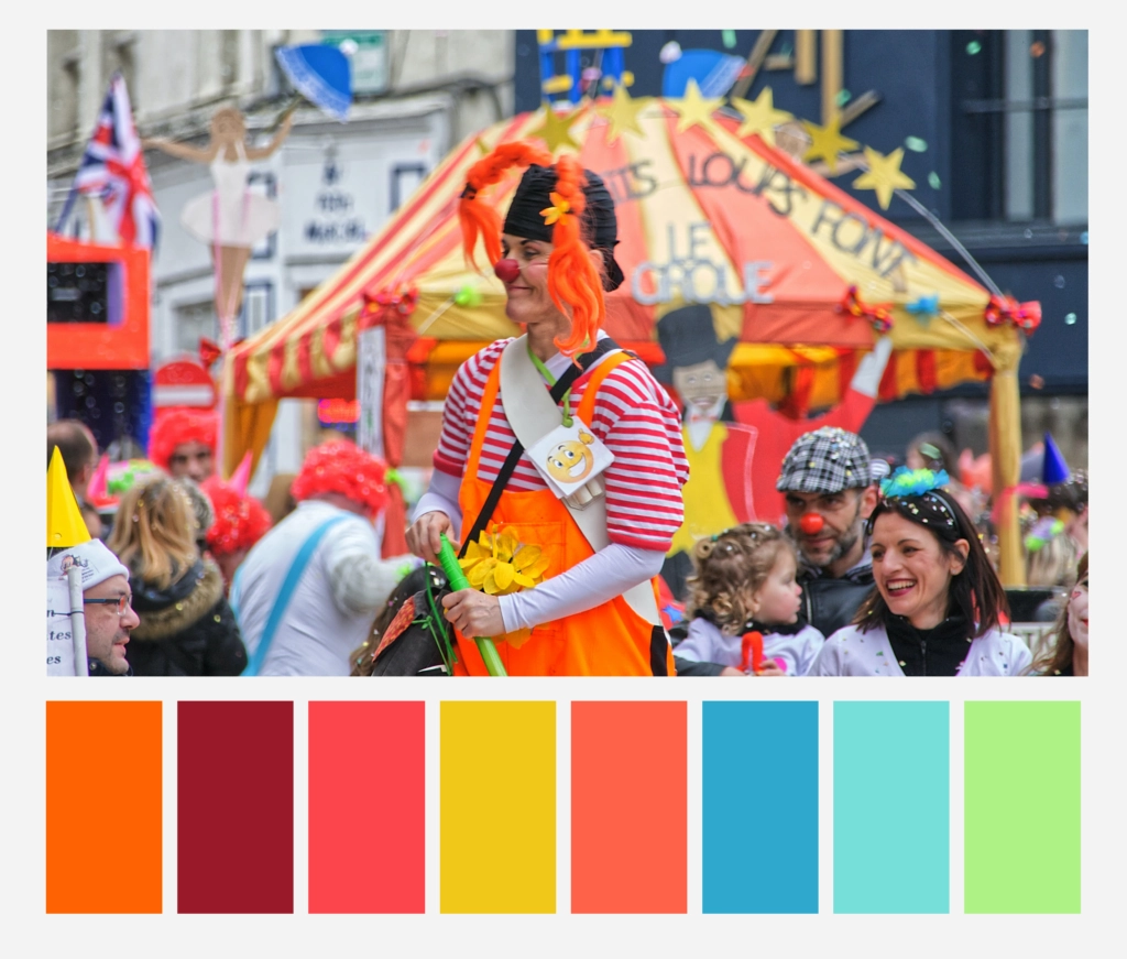 color palette inspiration of circus and clown with dopely color palette generator 7