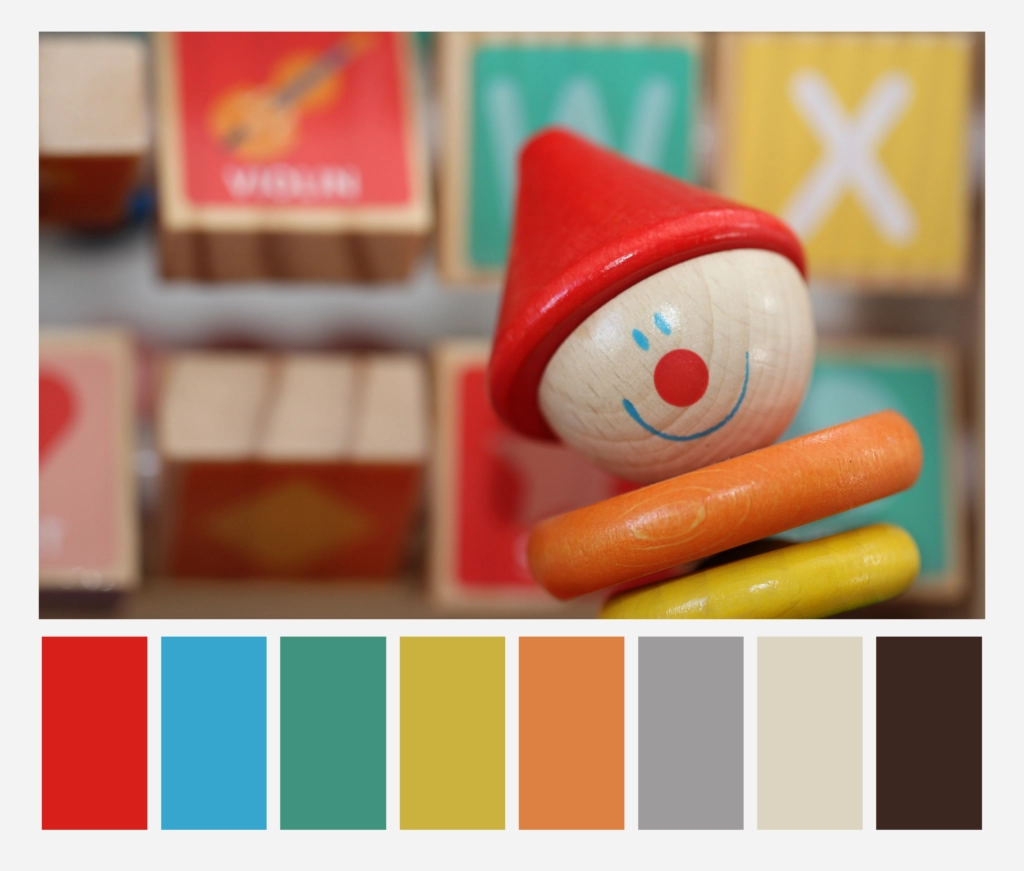 color palette inspiration of circus and clown with dopely color palette generator 4