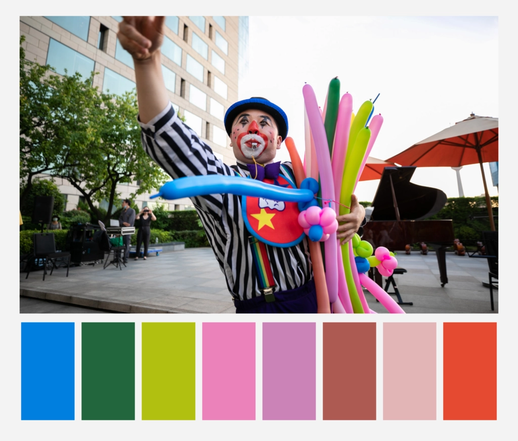 color palette inspiration of circus and clown with dopely color palette generator 3