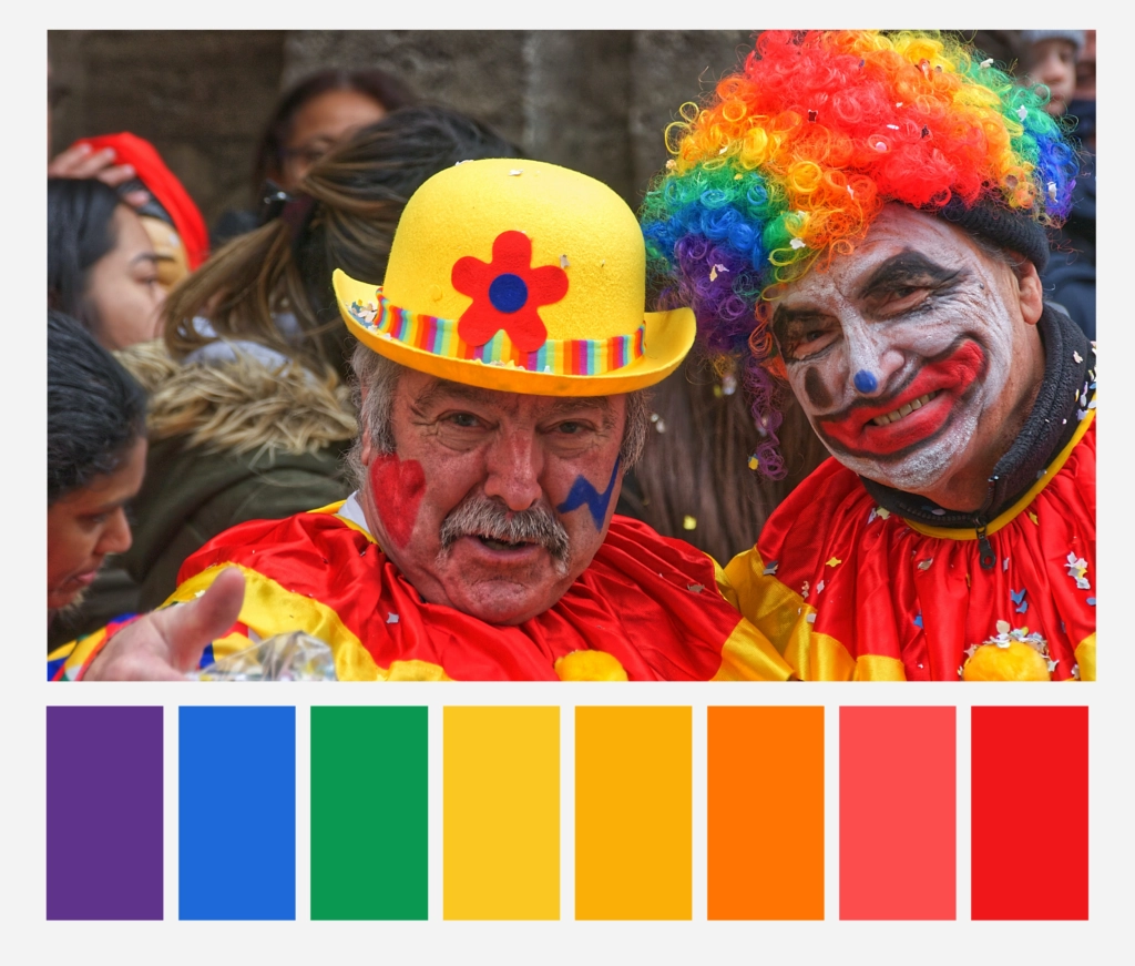 color palette inspiration of circus and clown with dopely color palette generator 2