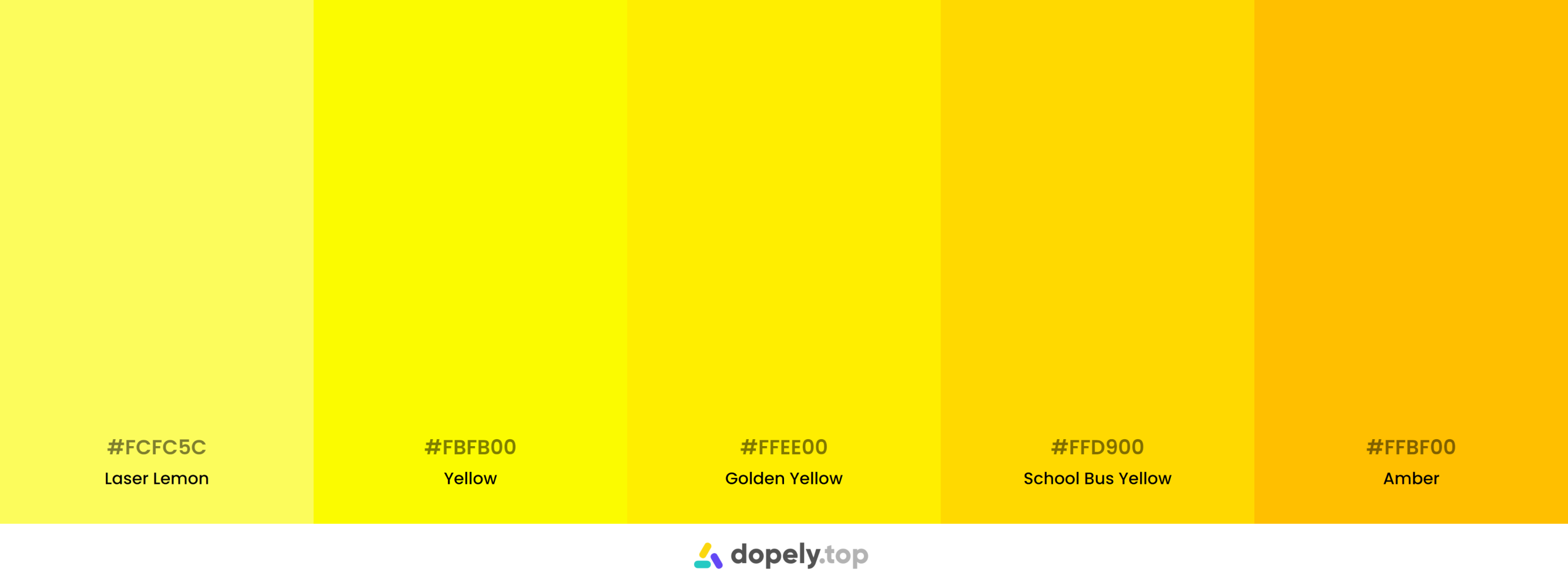Analogous yellow and golden color combination with names and hex codes