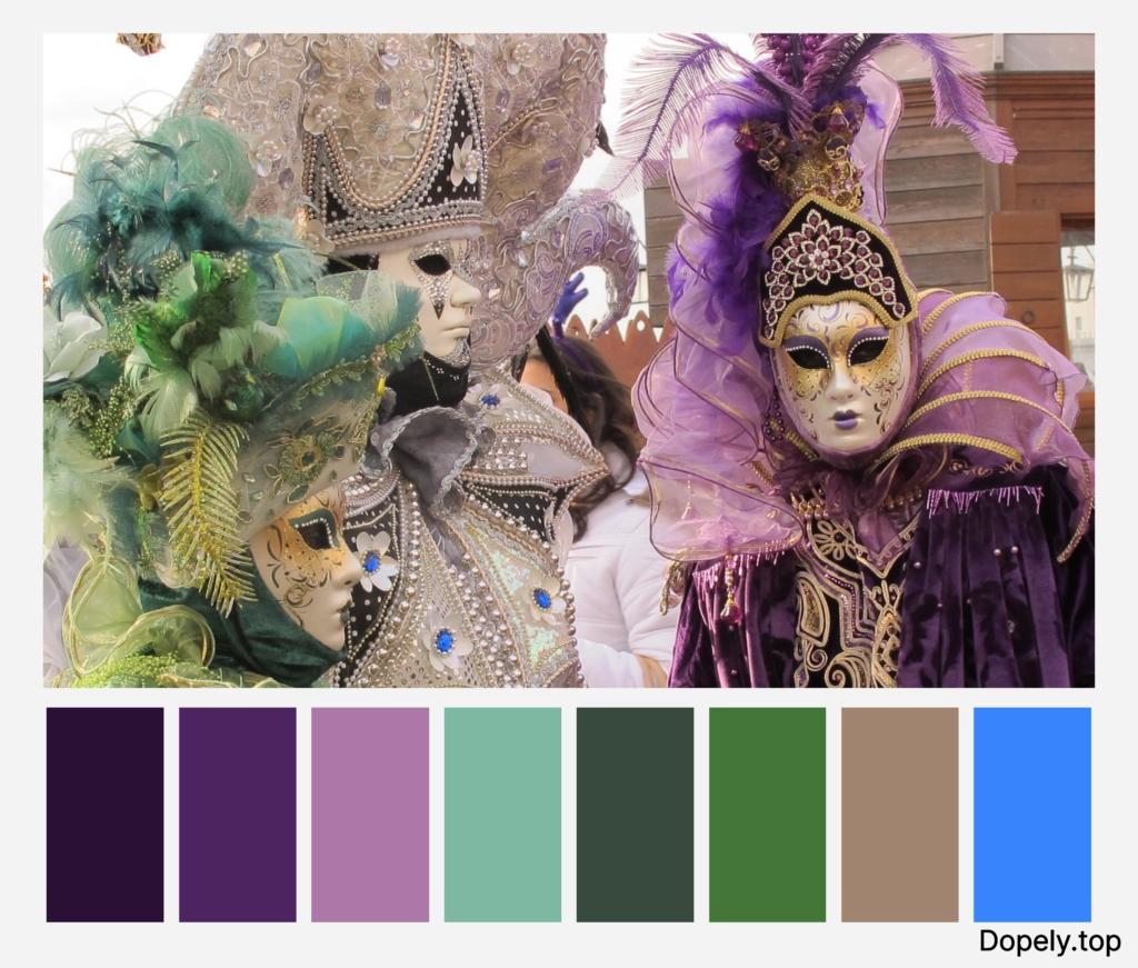 color palette inspiration of Mardi Gras by Dopely color palette generator1