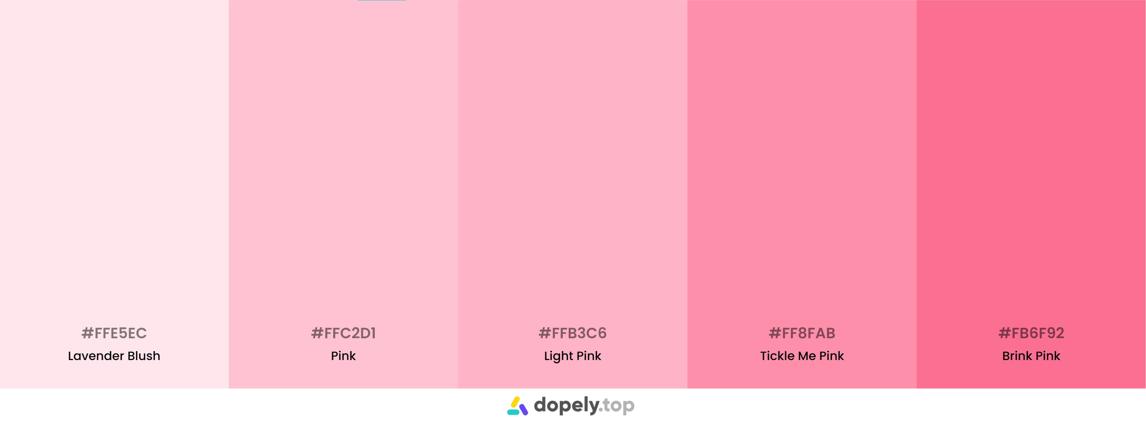 Analogous Pink (rose color) color scheme with names and hex code