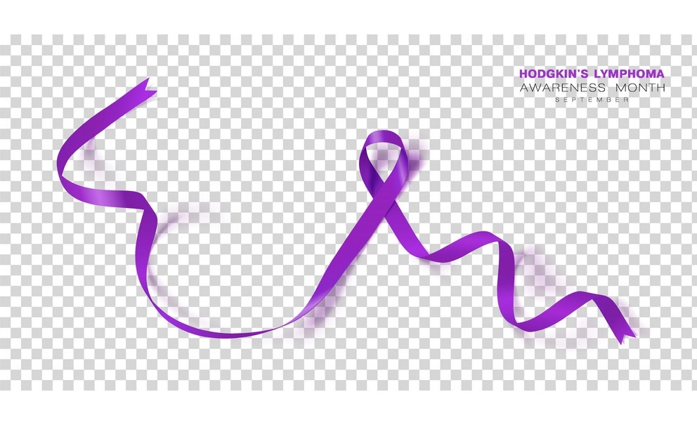 Hodgkin lymphoma Awareness month with violet ribbon