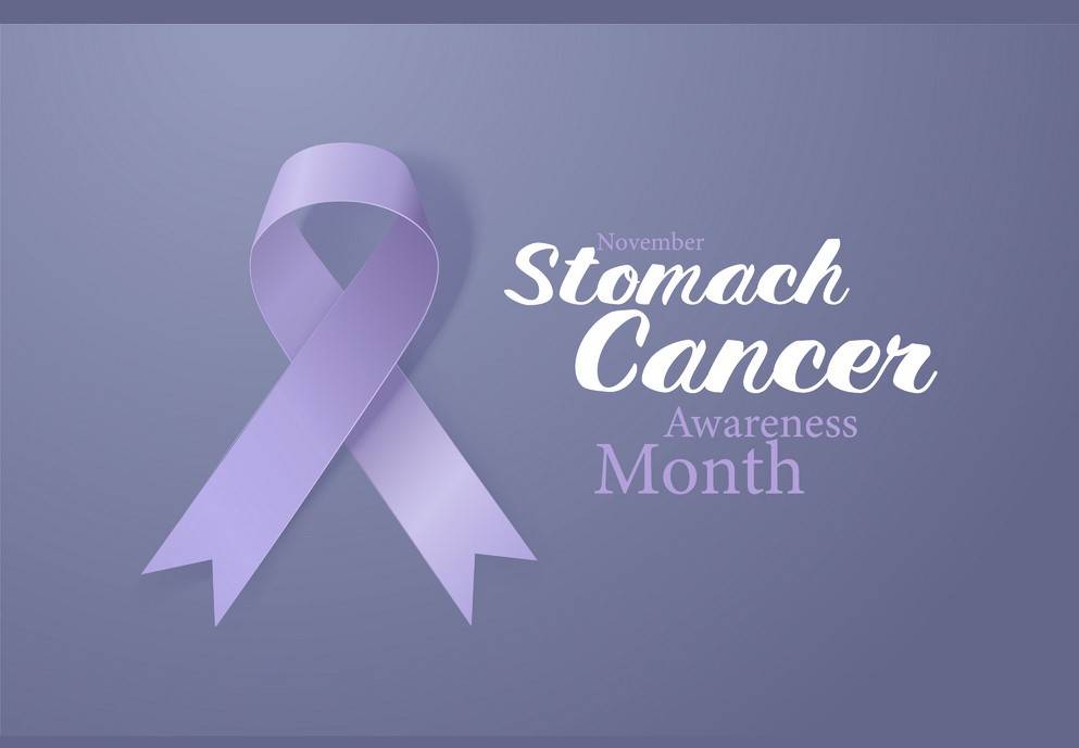 Stomach Cancer Awareness month with periwinkle blue ribbon