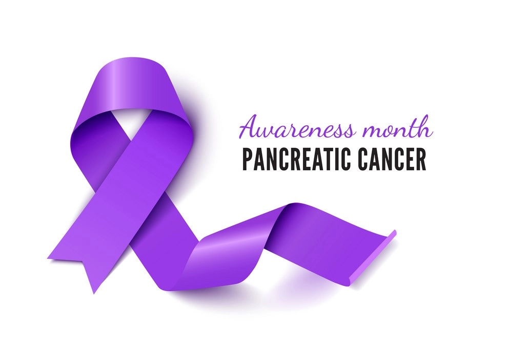 Pancreatic Cancer Awareness month with purple ribbon