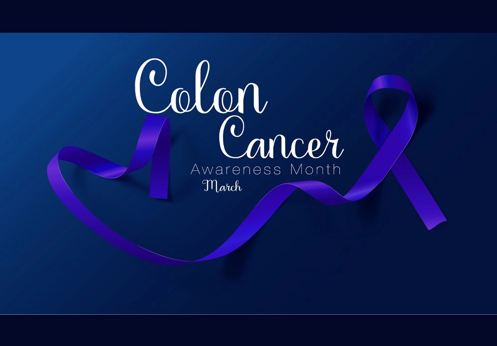 colon Cancer Awareness month with Dark blue ribbon