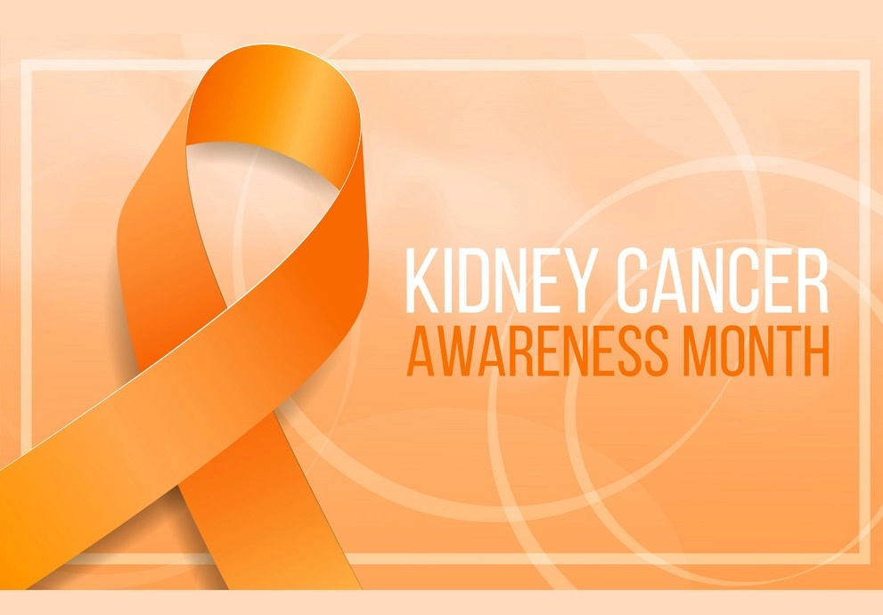 Kidney Cancer Awareness month with orange ribbon