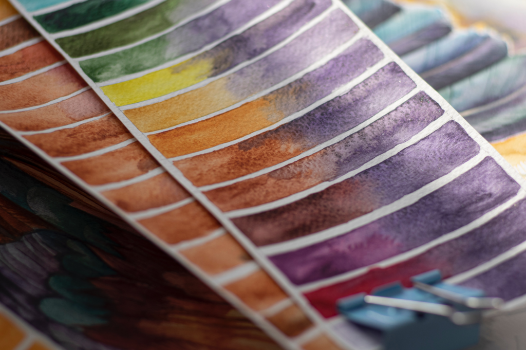 watercolor painting of color coverage and gradients