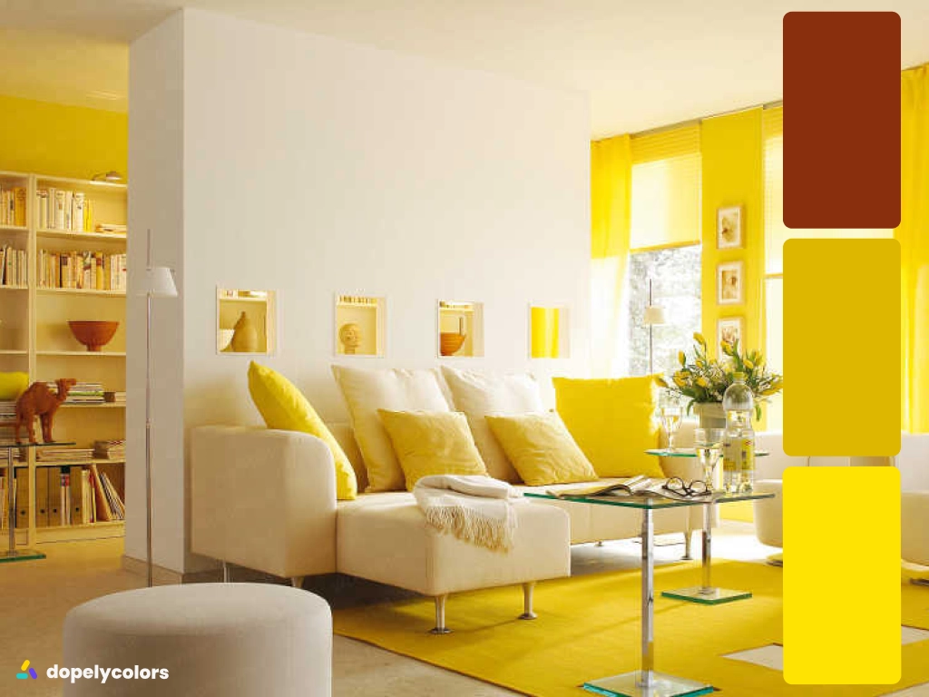 A home with yellow autumn decoration and its color palette