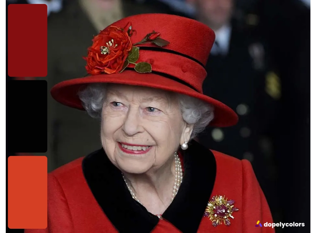 Queen Elizabeth in red outfit