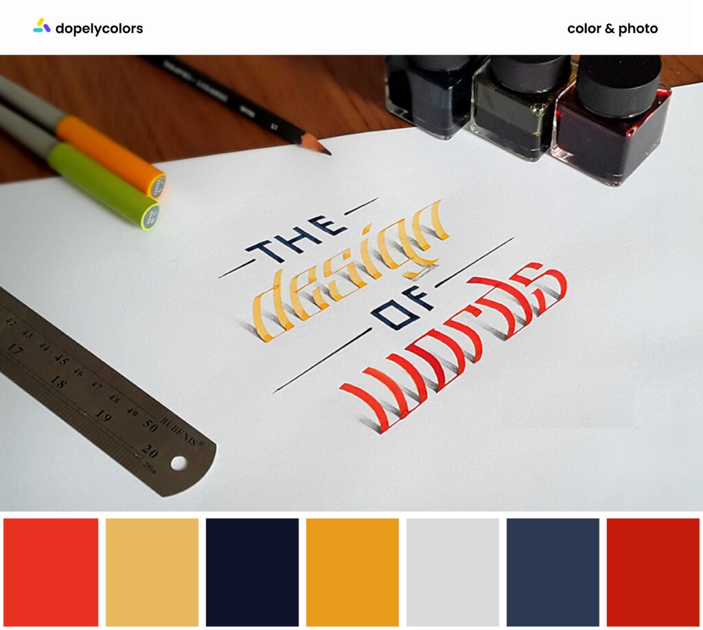 A graphic design of design influencer, Tolga Girgin, and its color palette