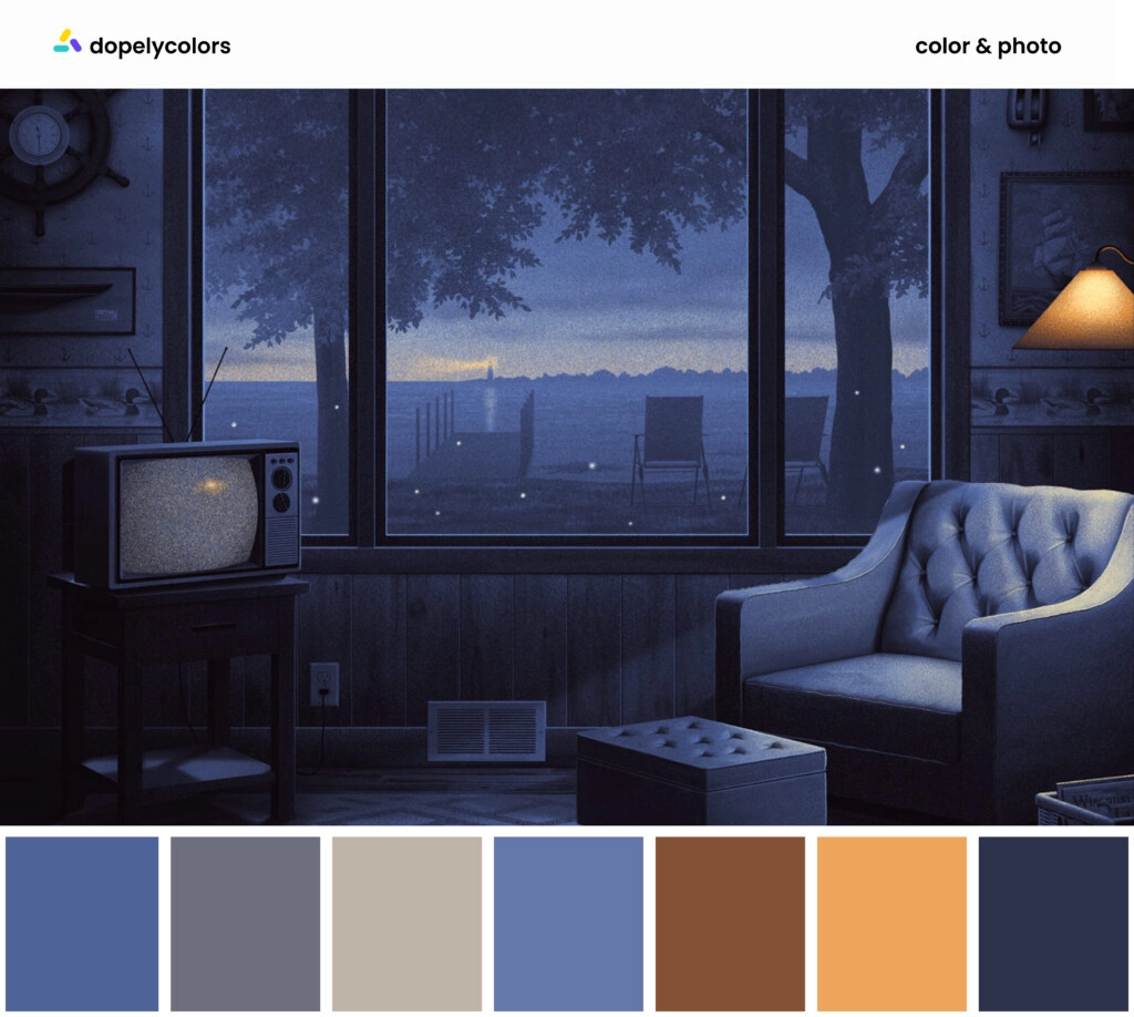 A graphic design of design influencer, Nicholas Moegly, and its color palette