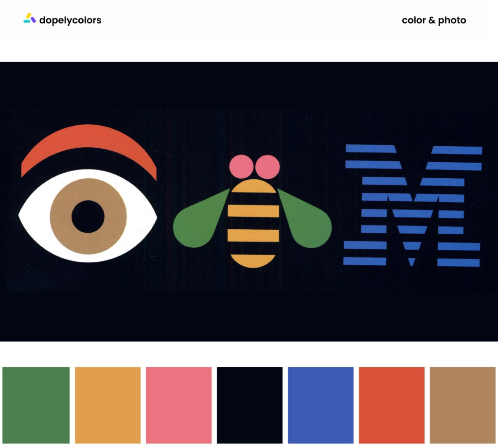 A graphic design of design influencer, Paul Rand, and its color palette