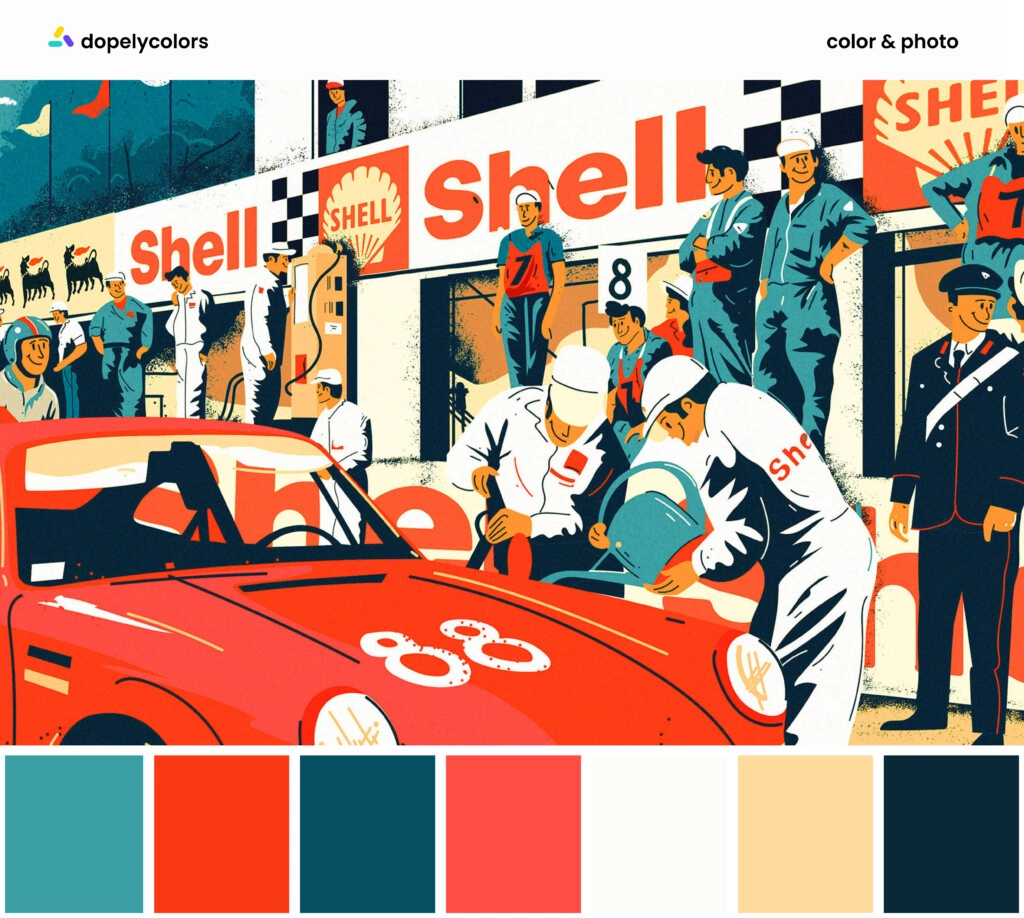 A graphic design of design influencer, Neil A. Stevens, and its color palette