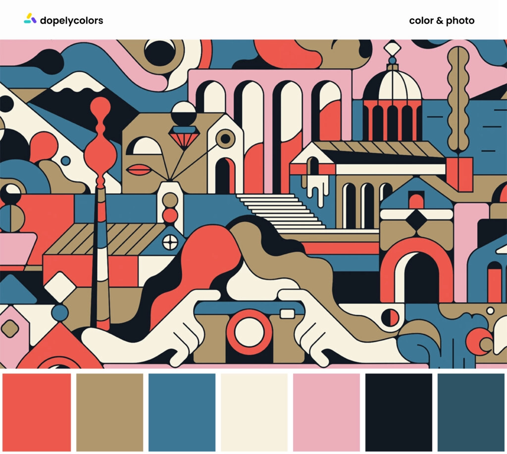 A graphic design of design influencer, Pavlov Visuals, and its color palette
