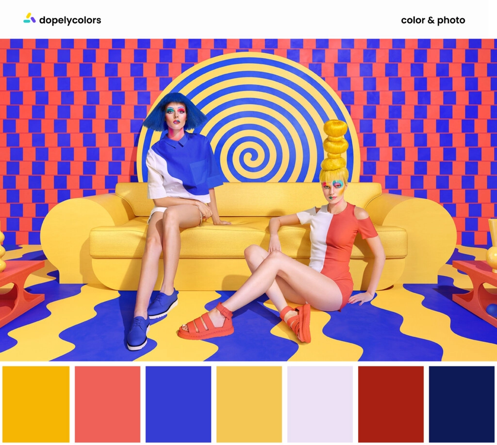 A graphic design of design influencer, Jessica Walsh, and its color palette