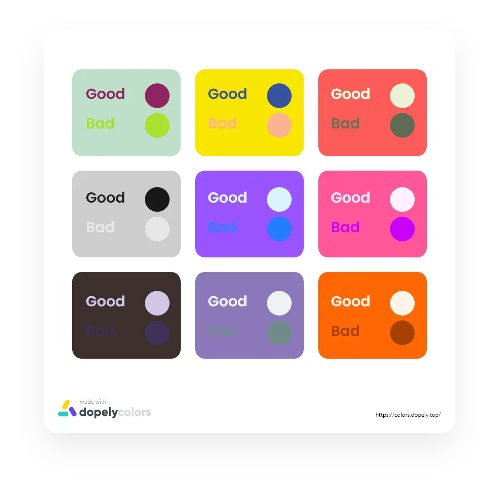 Example of choosing colors with different contrast in WCAG guidelines