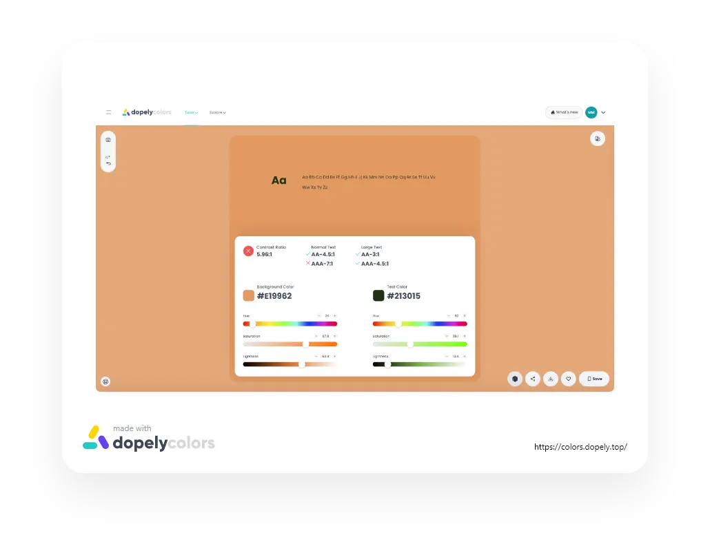 Features of Dopely free online contrast checker tool