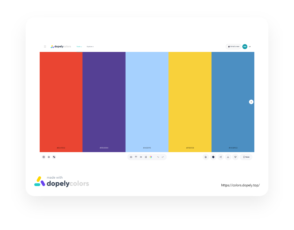 Dopely free online color palette generator offers you lots of features