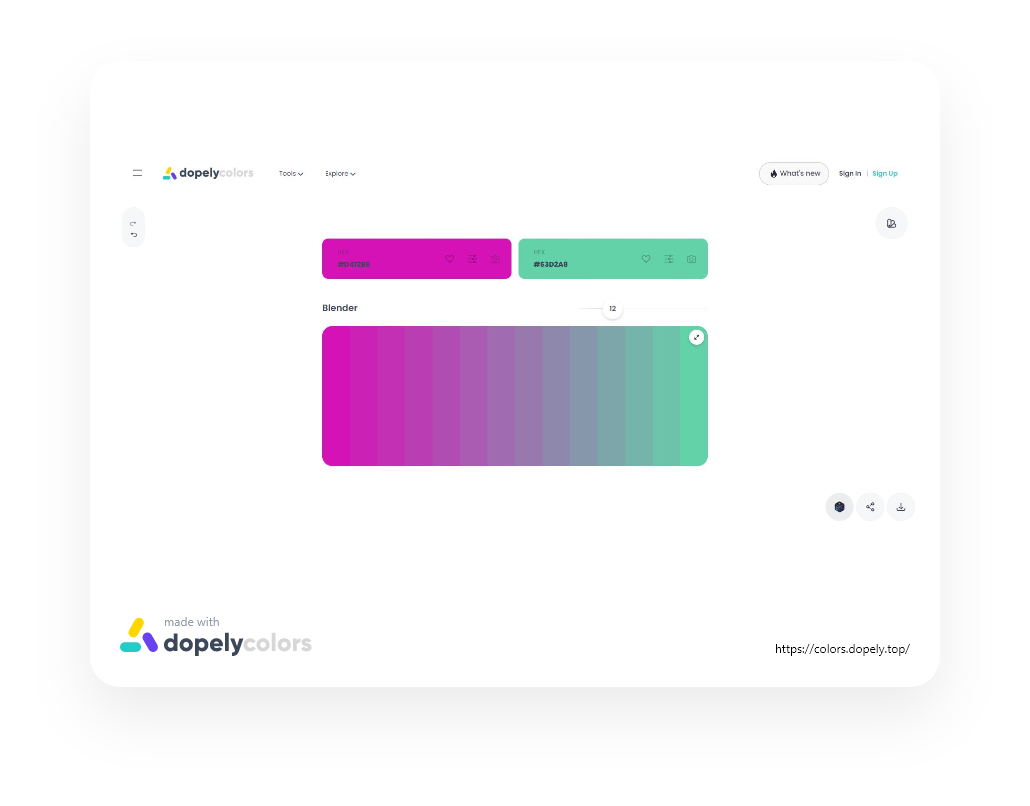 Thousands of random color transition in Dopely color blender free online web tool