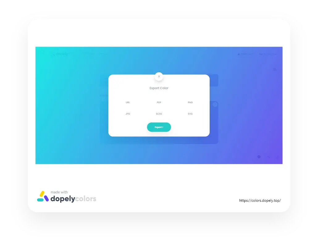 Export your final color transition in url, pdf, png, jpg, css, and svg.